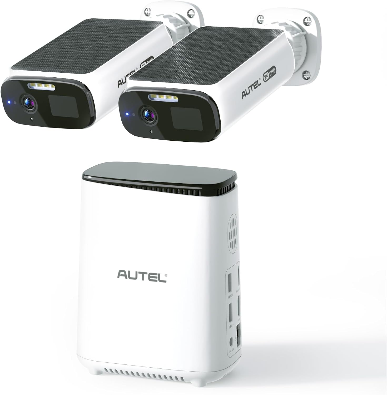 Autel Solar Security Cameras Wireless Outdoor, 2K Color Night Vision, Solar Powered, Expandable Local Storage, No Monthly Fee,AI Cameras for Home Security System (2-Cam-Kit)