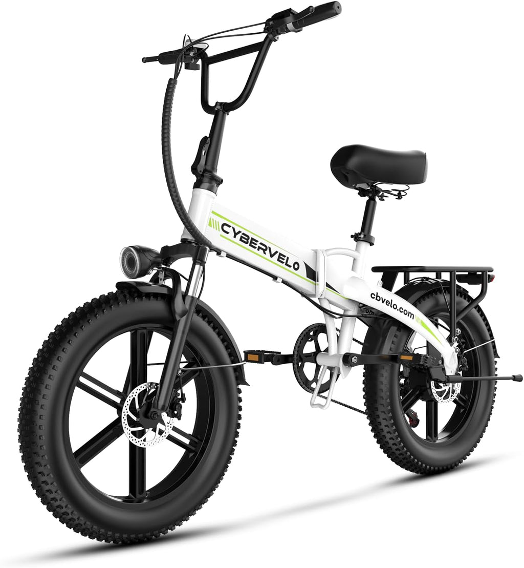 Cybervelo 750W Folding Electric Bike,48V 20AH Removable Battery EBike,20MPH,80 Miles Max Range Electric Bike for Adults, 20' Fat TireFoldable ebike, Adult Electric Bicycles