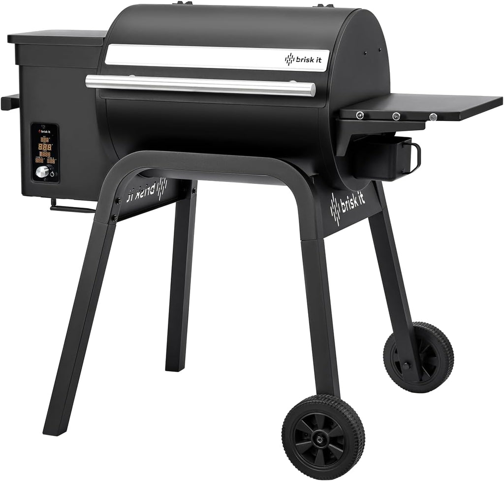 Brisk It Zelos-450 Electric Wood Pellet Smoker Grill – A.I. Smart BBQ Grills with WiFi, 450 sq.in Cooking Area, 7-in-1 Outdoor Grill & Smoker, PID Controller (Up to 500°F), Meat Probe