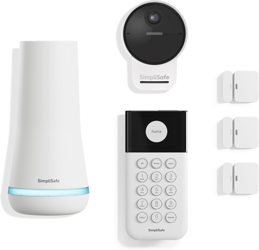 SimpliSafe 6 Piece Wireless Home Security System with Outdoor Camera - Optional 24/7 Professional Monitoring - No Contract - Compatible with Alexa and Google Assistant