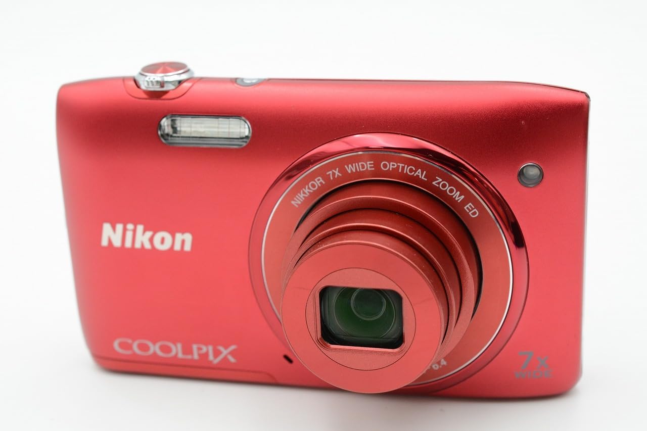 Nikon Coolpix S3400 16 MP Digital Camera with 7x Optical IS Zoom, 2.7-Inch LCD (Red)
