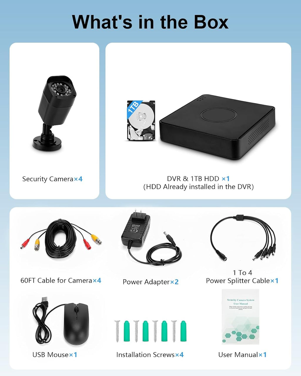 1080P Wired Security Camera System, AIWIXEN 8CH CCTV Surveillance DVR with 1TB Hard Drive, 4 x Home 5MP Wired Security Cameras Outdoor with Human Vehicle Detection, IP68 Waterproof, Remote Access
