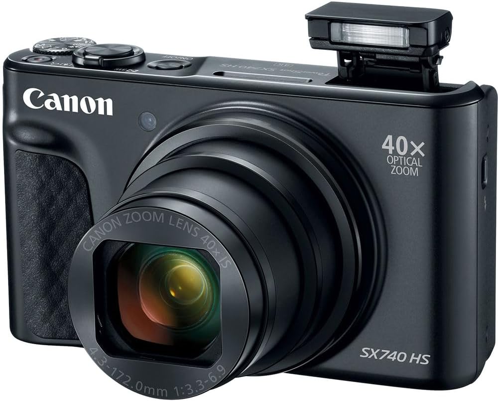 Canon PowerShot SX740 HS Digital Camera | 20.3MP CMOS Sensor, 40x Optical Zoom, 4K UHD Video, Wi-Fi & Bluetooth | Compact Point-and-Shoot Camera with Bag and 64GB Card