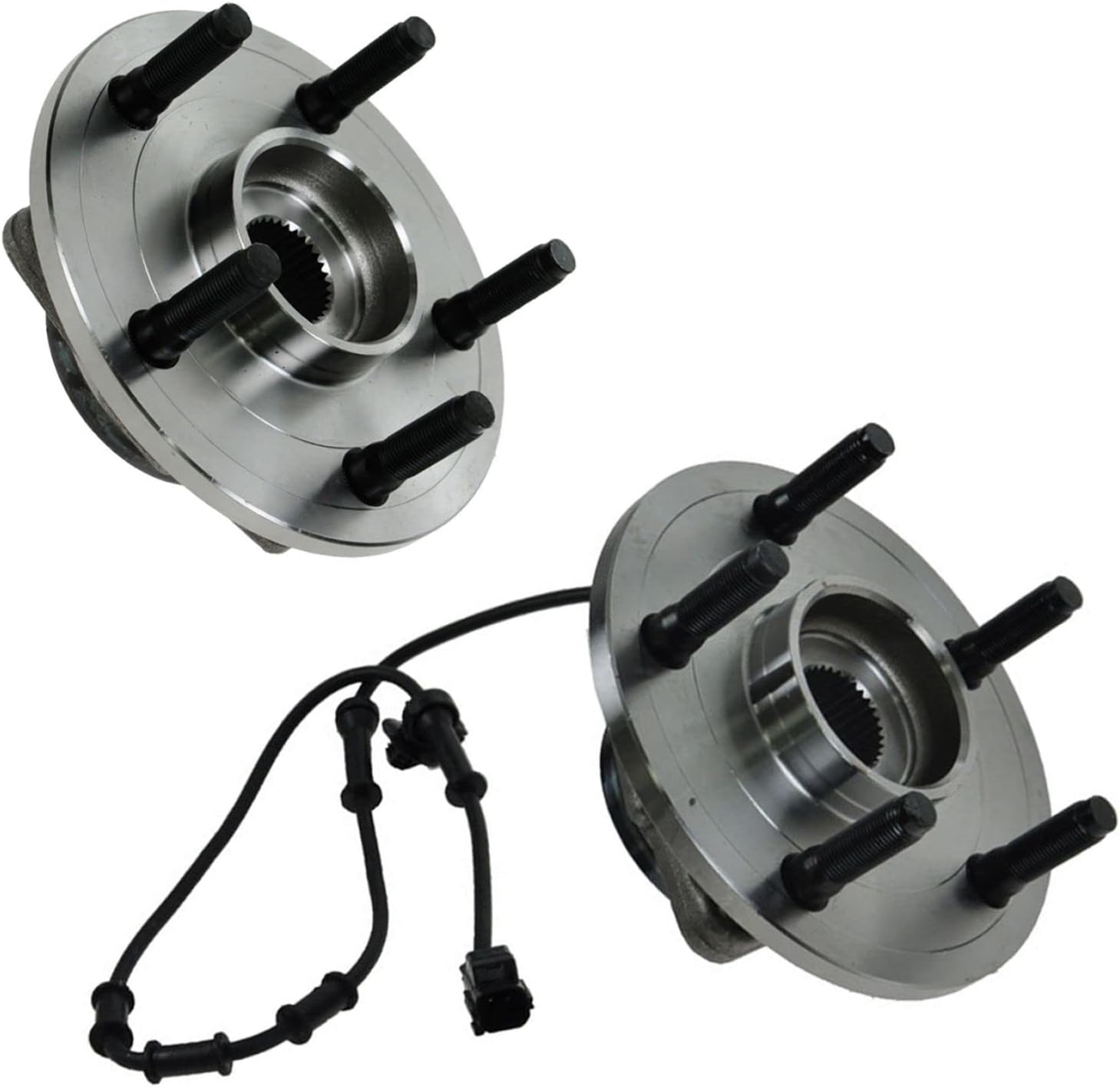 TRQ 2 Piece Wheel Bearing & Hub Assembly Set Compatible with 2002-2005 Dodge Ram 1500