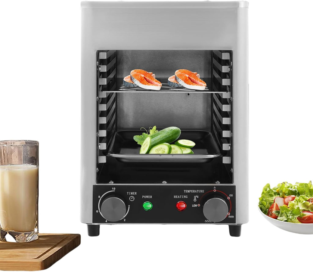 Electric Steak Broiler Steakhouse Grill 30-1500°F Portable Electric Broiler Stainless Steel Steak Cooker Tabletop Steak Grill for BBQ Burgers Fish Meat Seafood Veggies,1700W (Silver)