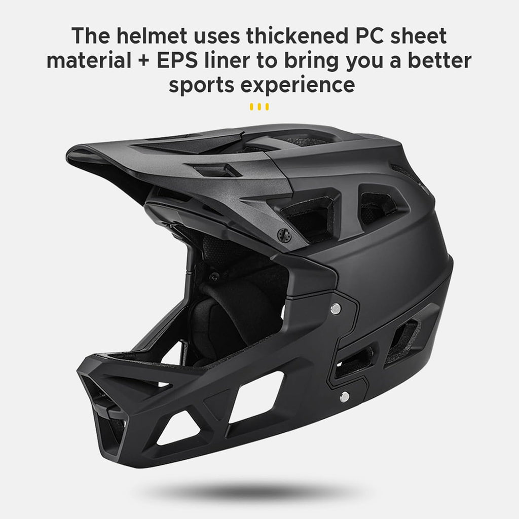Lixada Adult Bike Helmet, Full Face Mountain Bike Helmet Lightweight Bicycle Helmet with Pads & Visor, Comfort Cycling Helmet Racing Downhill MTB Helmet for Men Women