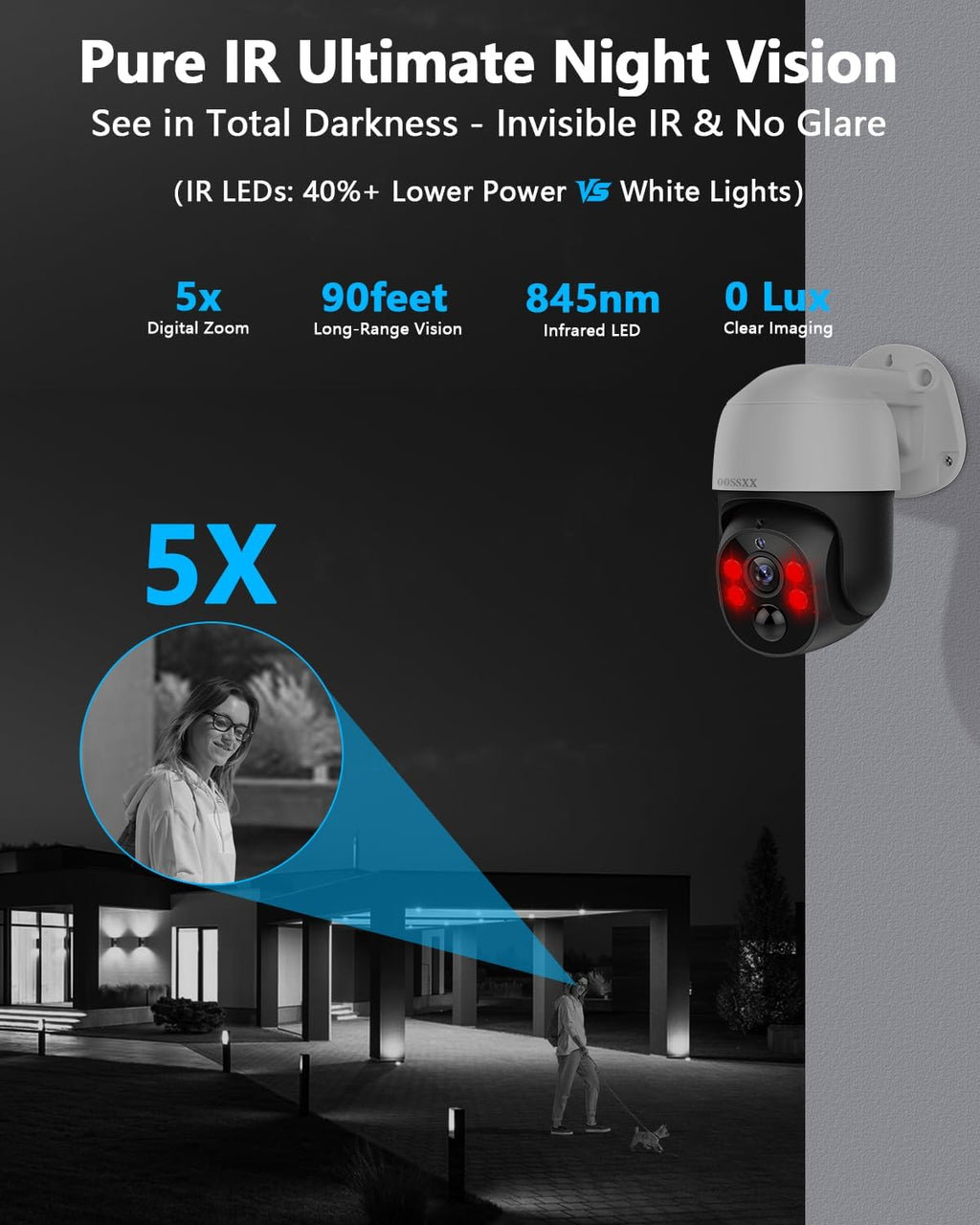 OOSSXX (2026 Upgrade) Auto-Tracking 4K 2-Way Audio PTZ PoE Outdoor Wired Security Cameras System Home Wired Cameras Video Surveillance