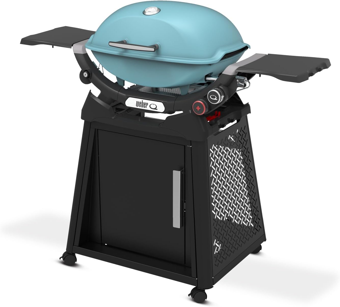 Weber Q 2800N+ Liquid Propane Grill with Stand, Sky Blue – Wide 250°–700°F Temp Range with Plus Burner for Searing, Low‑Temp Roasting & High-Dome Lid