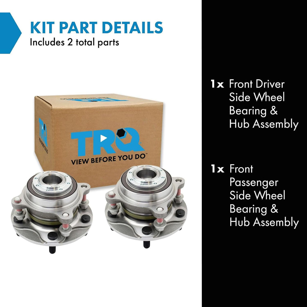 TRQ Front Left and Right Wheel Bearing and Hub Assembly Set 2 Piece Compatible with 2007-2021 Toyota Tundra Rear Wheel Drive 2008-2021 Sequoia Rear Wheel Drive