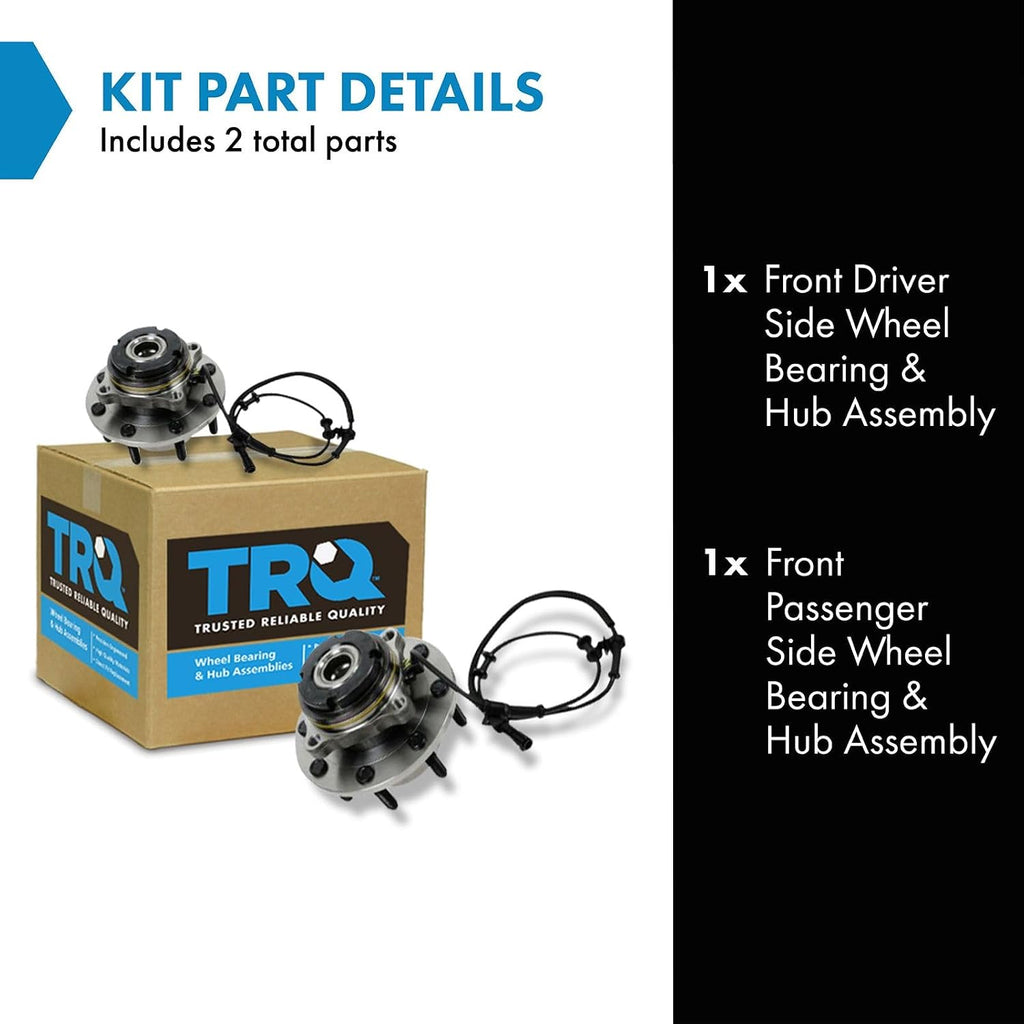 TRQ 2 Piece Front Wheel Bearing & Hub Assembly Set 4WD Compatible with 1999 Ford F-250 Super Duty F-350 Super Duty