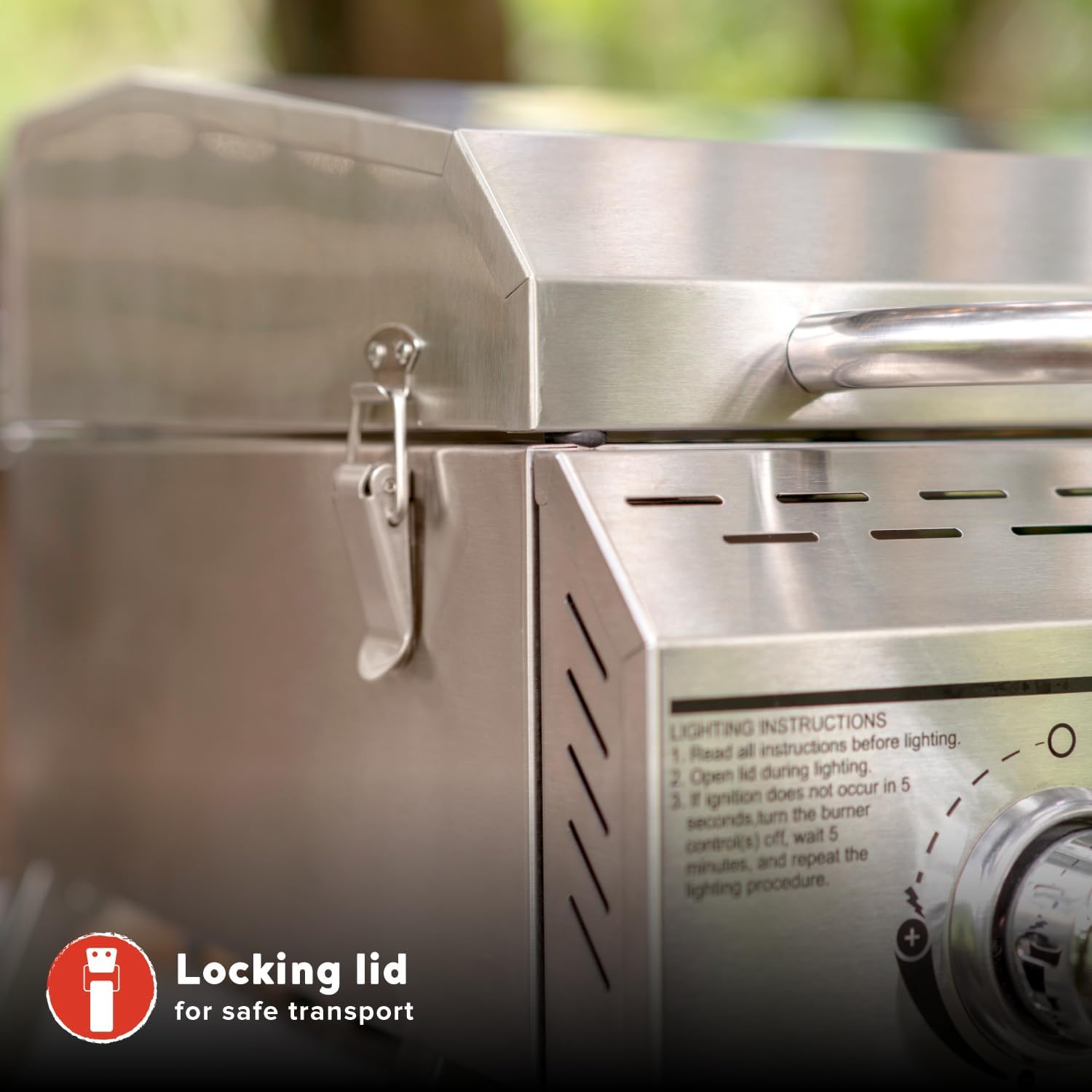 Megamaster 2-Burner Stainless Steel Portable Gas Grill with Built-In Lid, 16,000 BTUs, Foldable Legs, Small Propane Grill for Outdoor Cooking, Camping, Tailgating, Patios, and More - 820-0033M