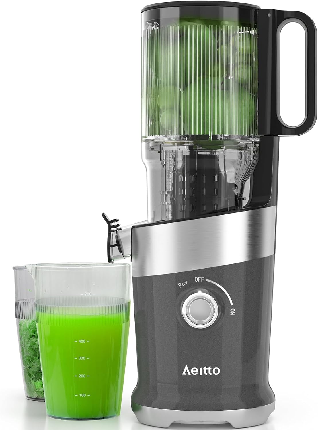 Aeitto Juicer machines with 4.9' Wide Feed Chute Fit Whole Fruits & Vegetables, Easy to Clean,Grey