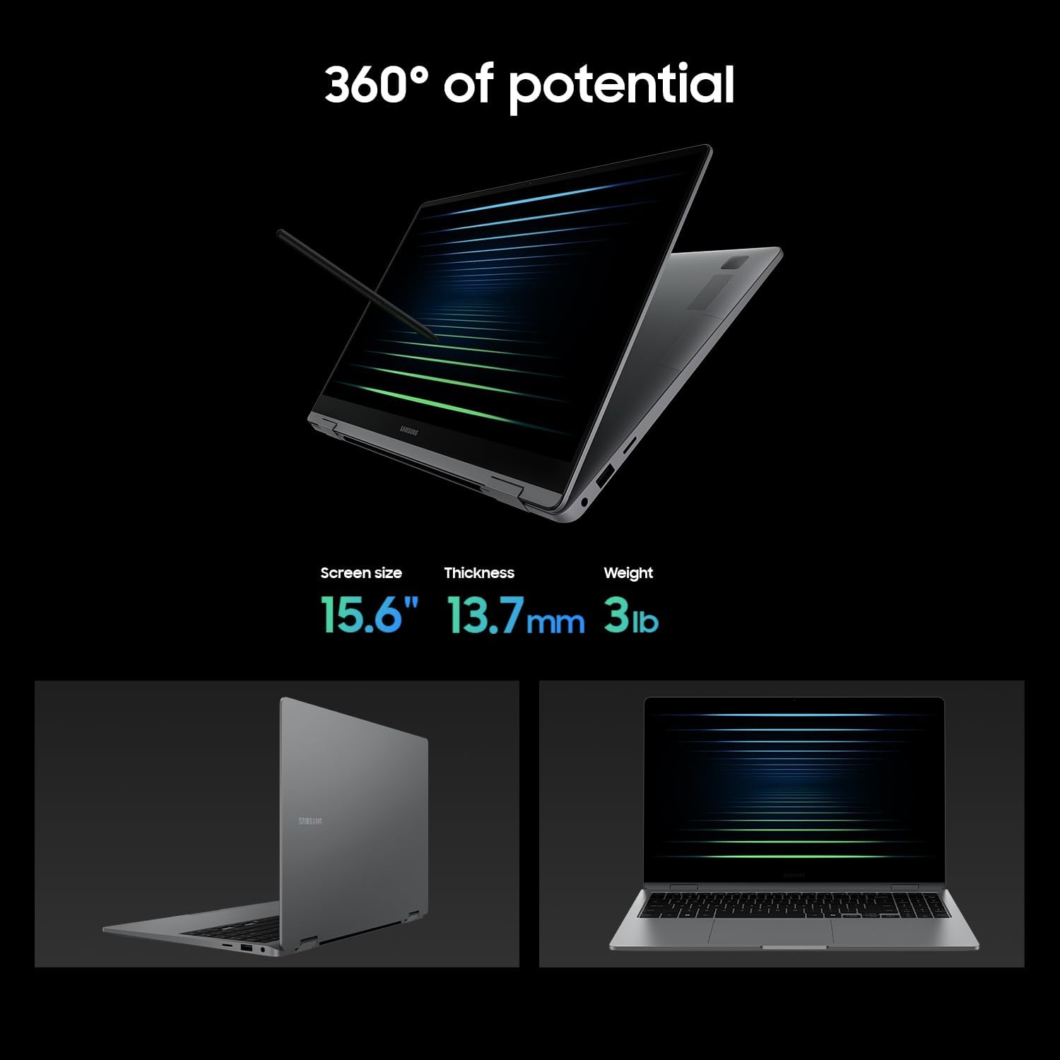 Samsung 15.6' Galaxy Book5 360 Copilot AI Laptop PC Computer, FHD AMOLED Touchscreen, 16GB / 512GB, Dolby Atmos Quad Speakers, All-Day Battery Life, NP750QHA-KA1US