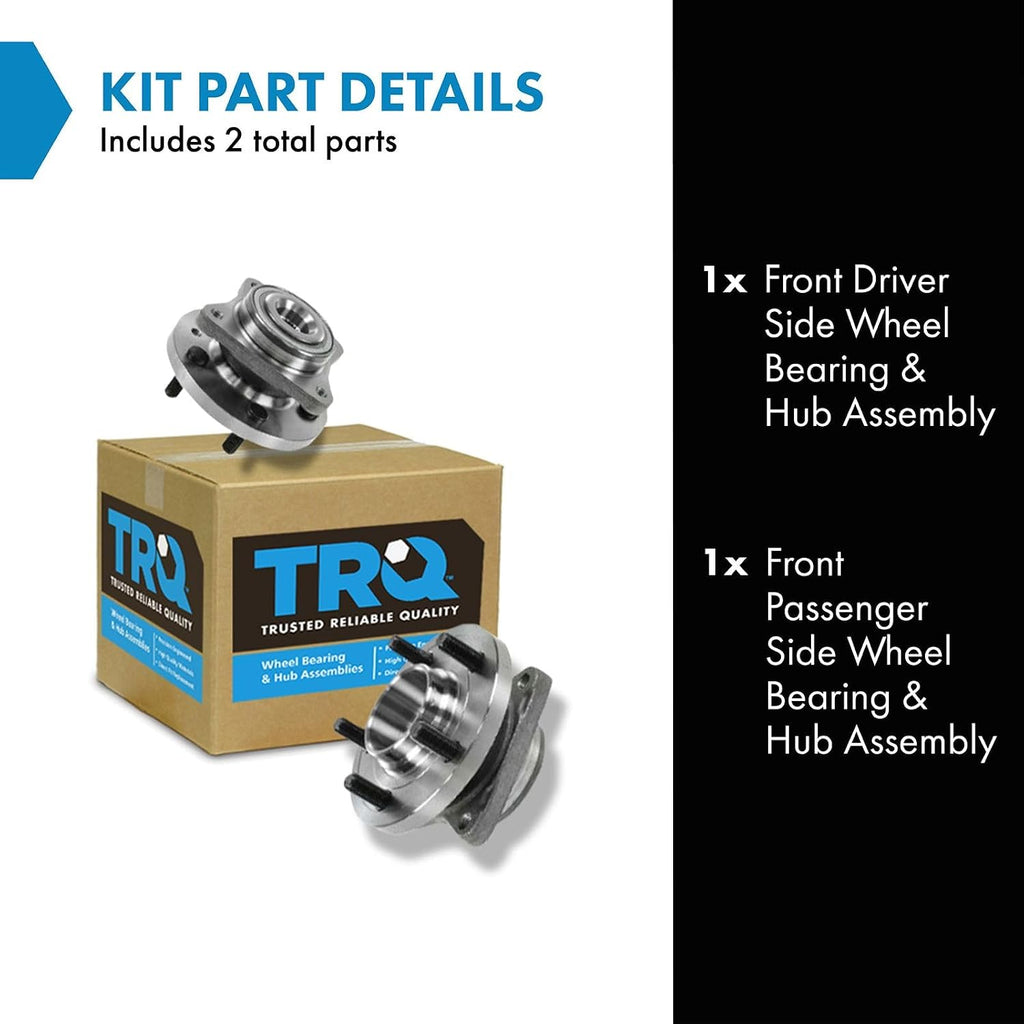 TRQ Front Driver and Passenger Side Wheel Bearing and Hub Assembly Set 2 Piece Compatible with 2005-2009 Land Rover LR3 2010-2016 LR4 2006-2013 Range Rover Sport