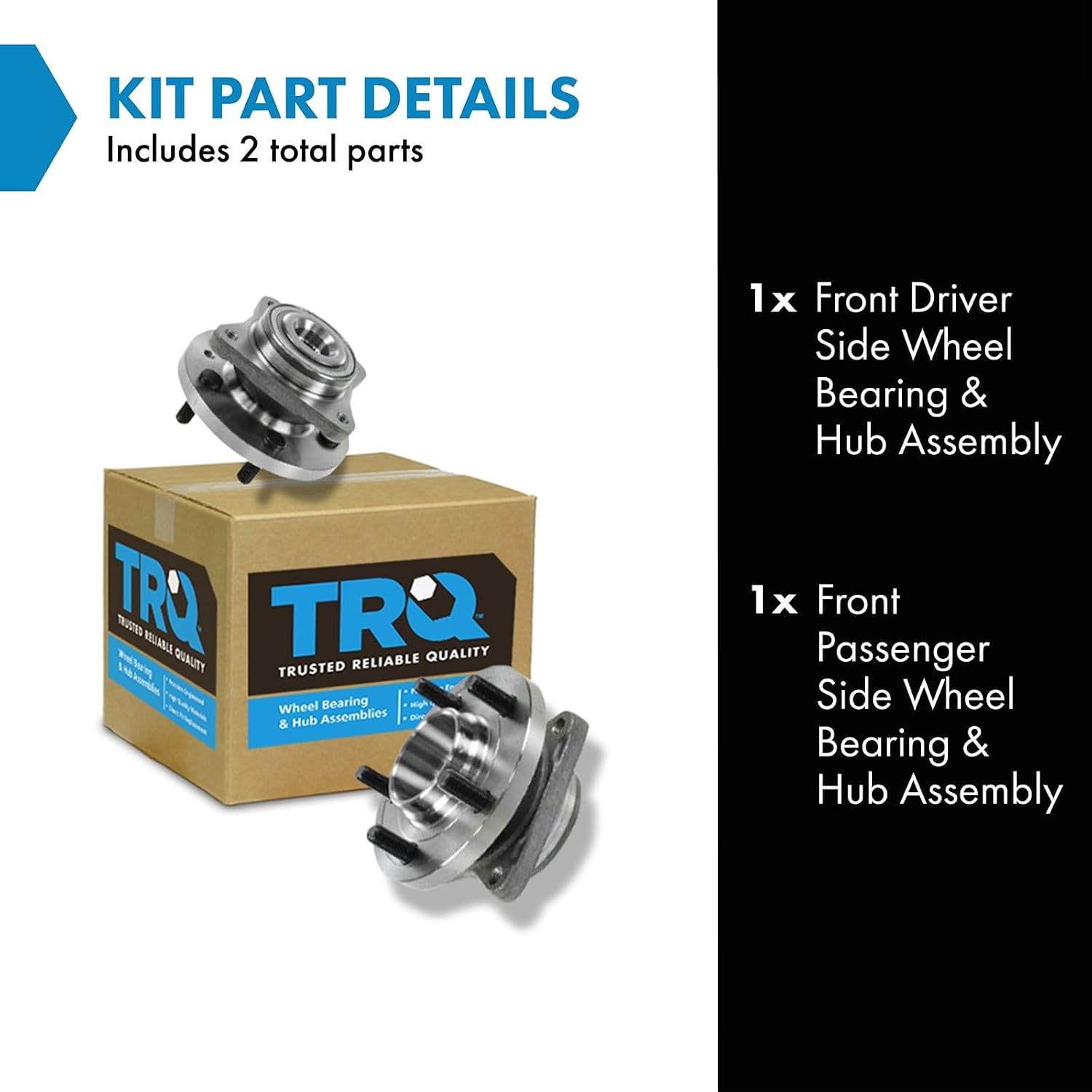 TRQ Front Driver and Passenger Side Wheel Bearing and Hub Assembly Set 2 Piece Compatible with 2005-2009 Land Rover LR3 2010-2016 LR4 2006-2013 Range Rover Sport