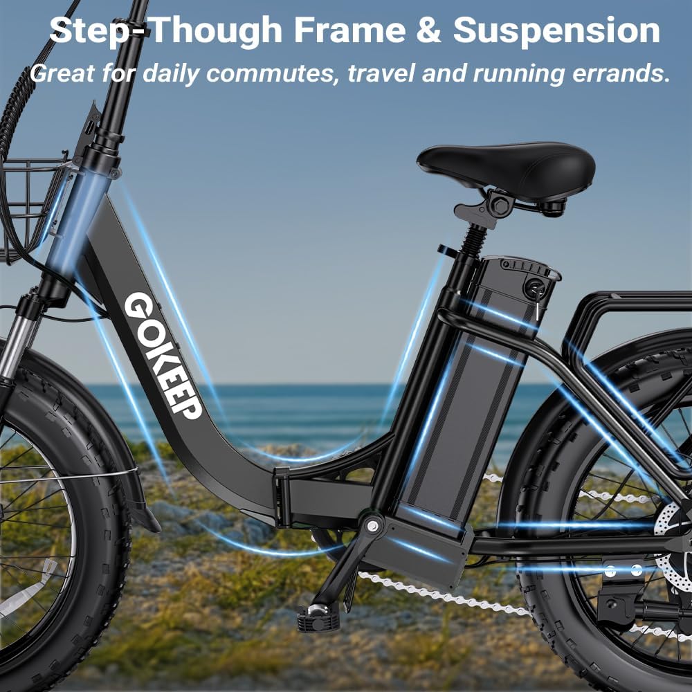 1300W Folding Electric Bike for Adults, 75 Miles PAS Range, 52V 13Ah Removable Lithium Battery, Front Suspension Electric Bicycle, 20MPH 7-Speed Commuter Ebike, Max 330LBS, UL2849 Certified