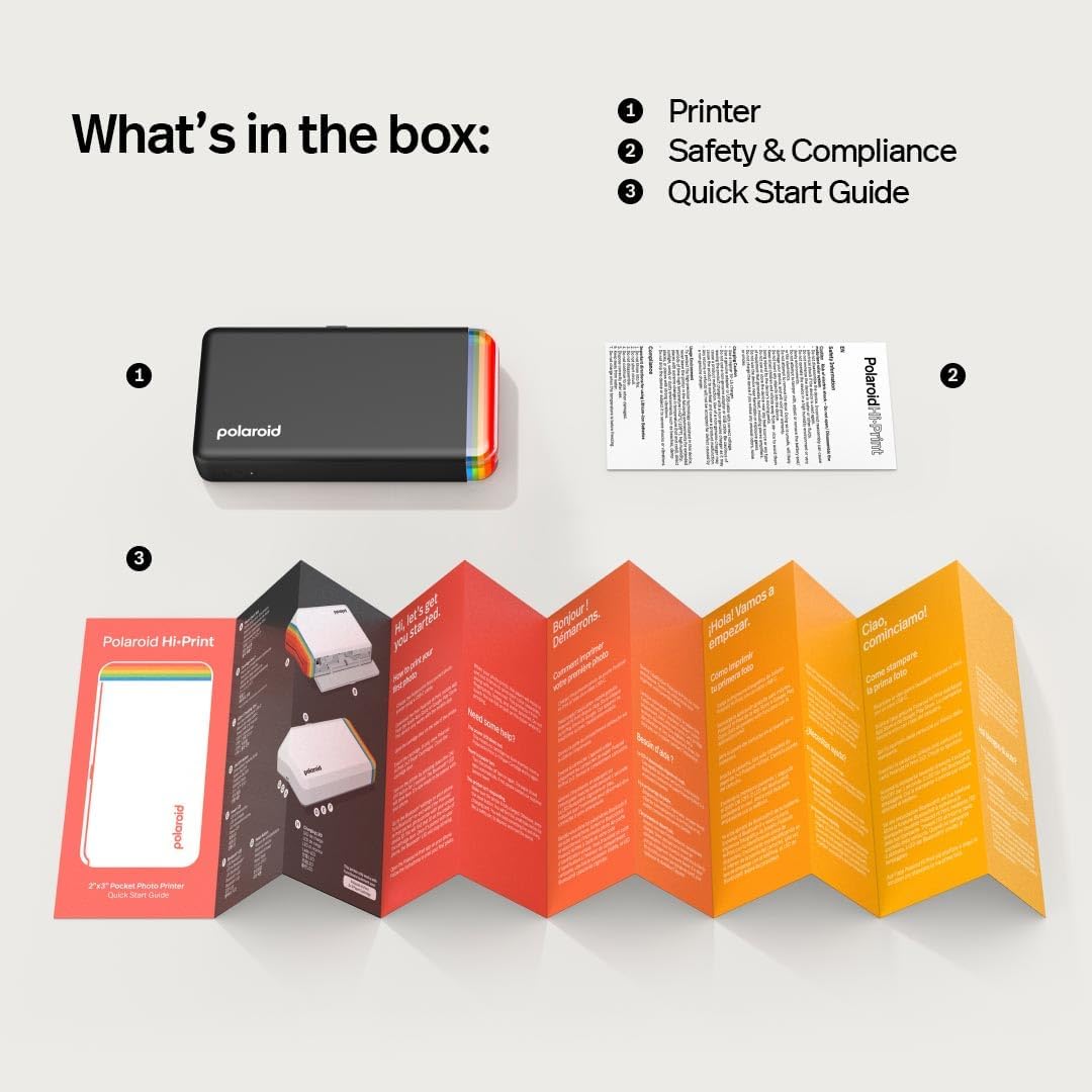 Polaroid Hi-Print - 2nd Generation Bluetooth Connected 2x3 Pocket Photo Dye-Sub Printer - Black Printer Only (9129)