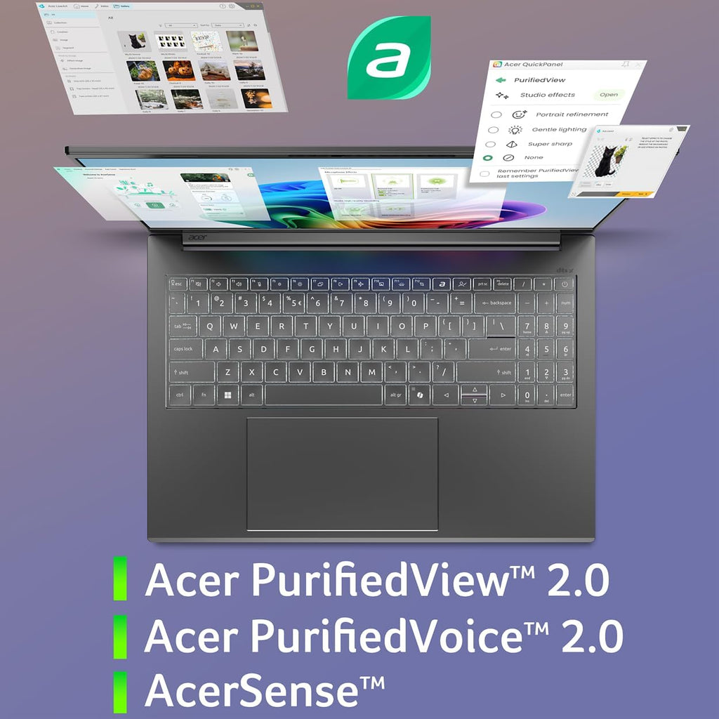 Acer Aspire 16 AI Copilot+ PC | 16' WUXGA 120Hz 100% sRGB Display | Snapdragon X | NPU: 45 Tops - GPU: Up to 1.7 TFLOPs | 16GB LPDDR5X | 512GB PCIe Gen 4 SSD | Wi-Fi 7 | A16-11M-X0LW