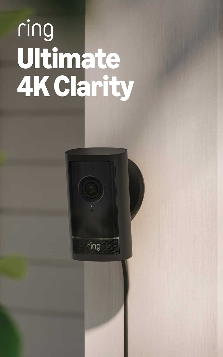 Ring Outdoor Cam Pro, Plug-In (newest model), Home or business security, Retinal 4K with wide-angle video, 10x Enhanced Zoom, and Low-Light Sight, Black