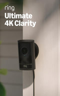 Ring Outdoor Cam Pro, Plug-In (newest model), Home or business security, Retinal 4K with wide-angle video, 10x Enhanced Zoom, and Low-Light Sight, Black