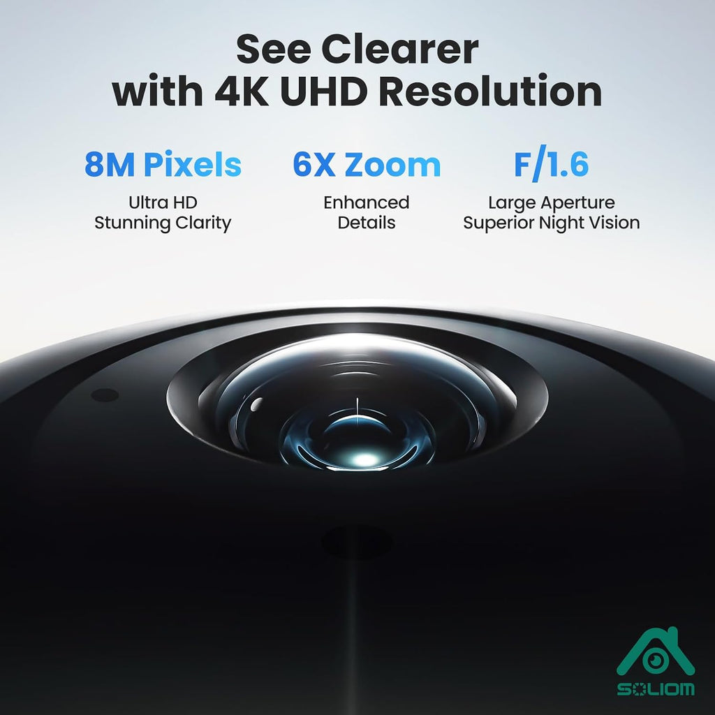 SOLIOM Security Cameras Wireless Outdoor,4K Ultra HD for Day and Night, No Subscription,Built in Radar,Solar Powered Cameras for Home Security, 360° Pan Tilt Auto Tracking,5G & 2.4G WiFi, 2-Cam Kit
