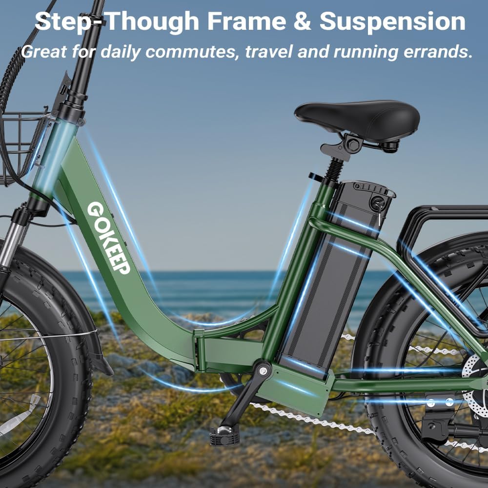 1300W Folding Electric Bike for Adults, 75 Miles PAS Range, 52V 13Ah Removable Lithium Battery, Front Suspension Electric Bicycle, 20MPH 7-Speed Commuter Ebike, Max 330LBS, UL2849 Certified