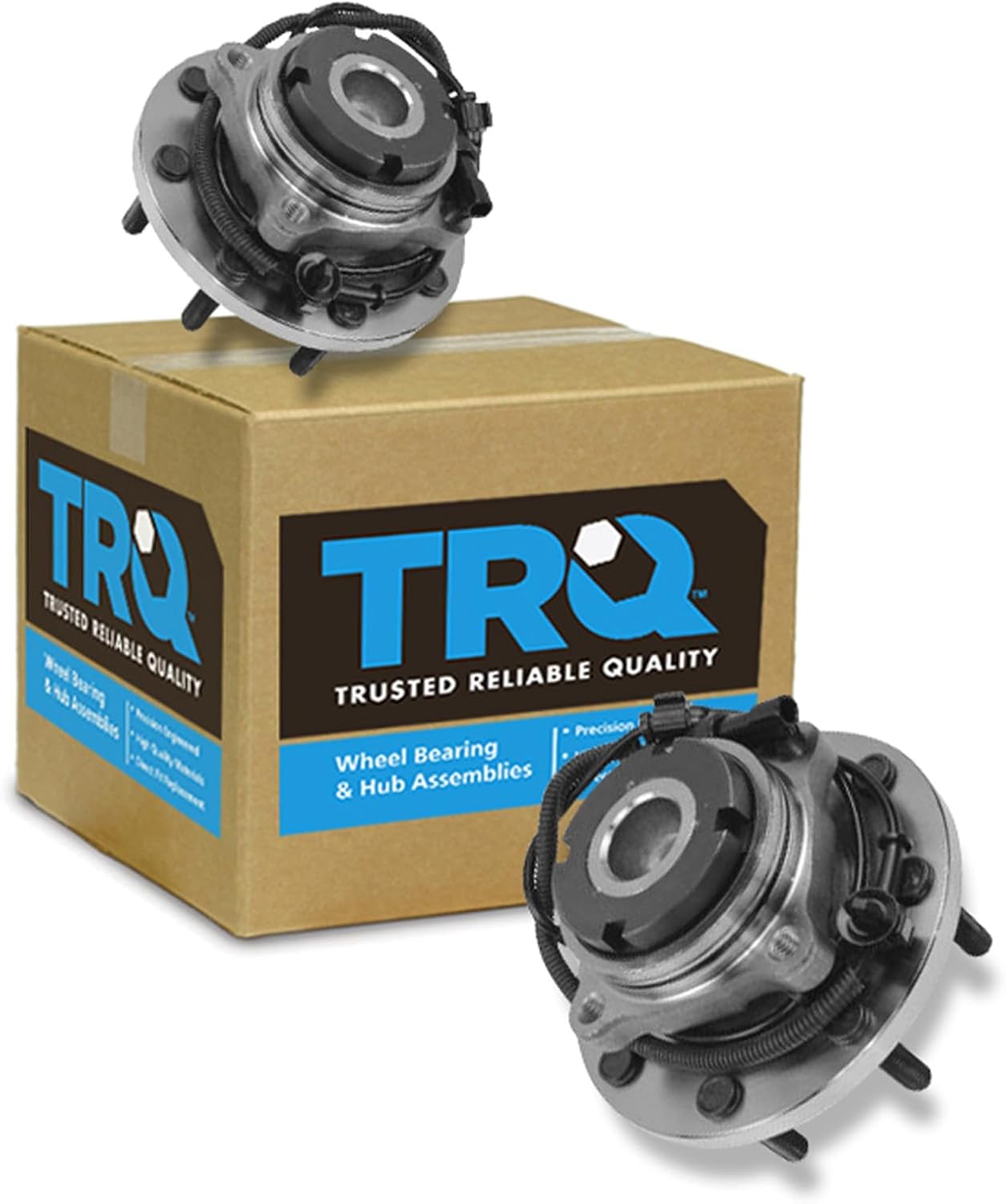 TRQ Front Left and Right Wheel Bearing and Hub Assembly Set 2 Piece Compatible with 1999-2004 Ford F-250 Super Duty Rear Wheel Drive Mono Beam Axle 1999-2004 F-350 Super Duty
