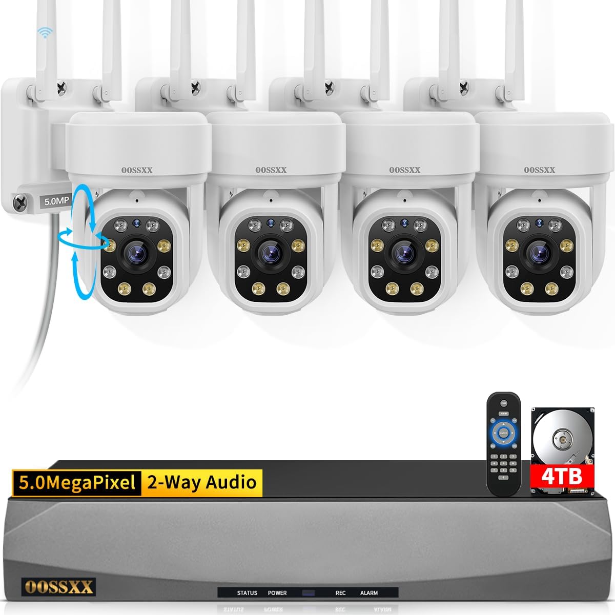 (2026 Update 120 Day Storage) 5MP PT Wireless Security Camera System with AI Human Tracking, Dual-Band 2.4G&5G WiFi, 130° Wide Angle, 2-Way Audio, No Monthly Fee, Outdoor Home Security Kit