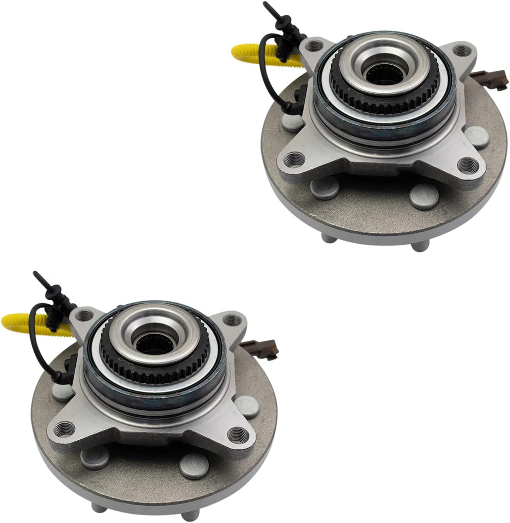 TRQ Front Left and Right Wheel Bearing and Hub Assembly Set 2 Piece Compatible with 2018-2021 Ford Expedition Four Wheel Drive 2018-2021 Lincoln Navigator Four Wheel Drive