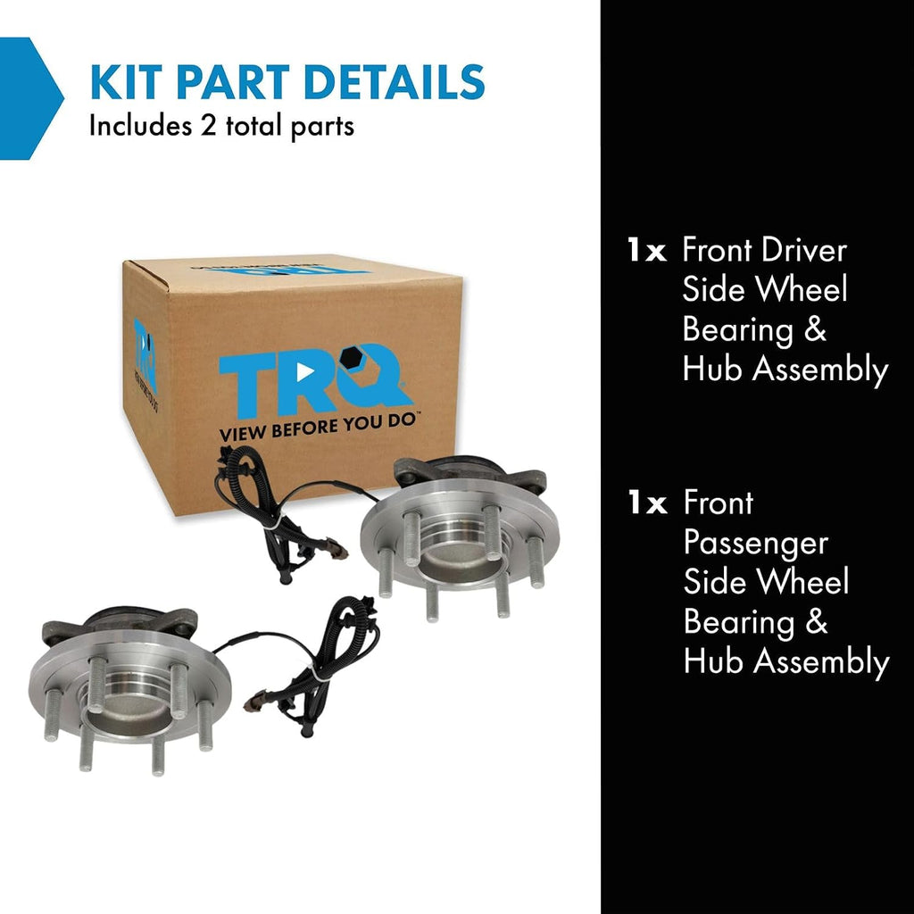 TRQ Front Driver and Passenger Side Wheel Bearing and Hub Assembly Set 2 Piece Compatible with 2015-2017 Ford F-150 RWD