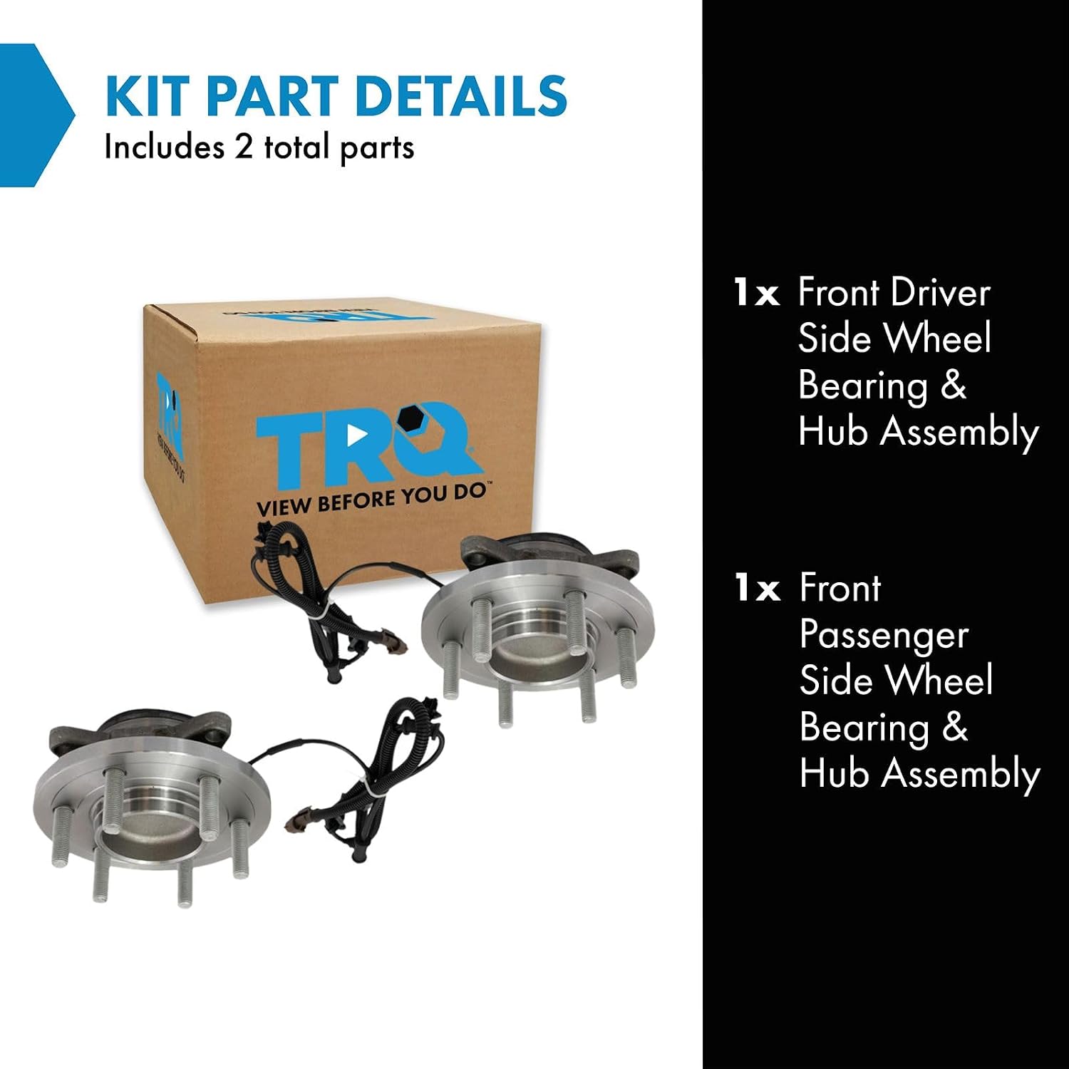 TRQ Front Driver and Passenger Side Wheel Bearing and Hub Assembly Set 2 Piece Compatible with 2015-2017 Ford F-150 RWD