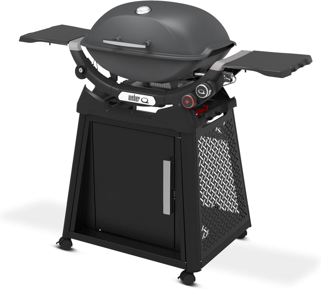 Weber Q 2800N+ Liquid Propane Grill with Stand, Charcoal Grey – Wide 250°–700°F Temp Range with Plus Burner for Searing, Low‑Temp Roasting & High-Dome Lid