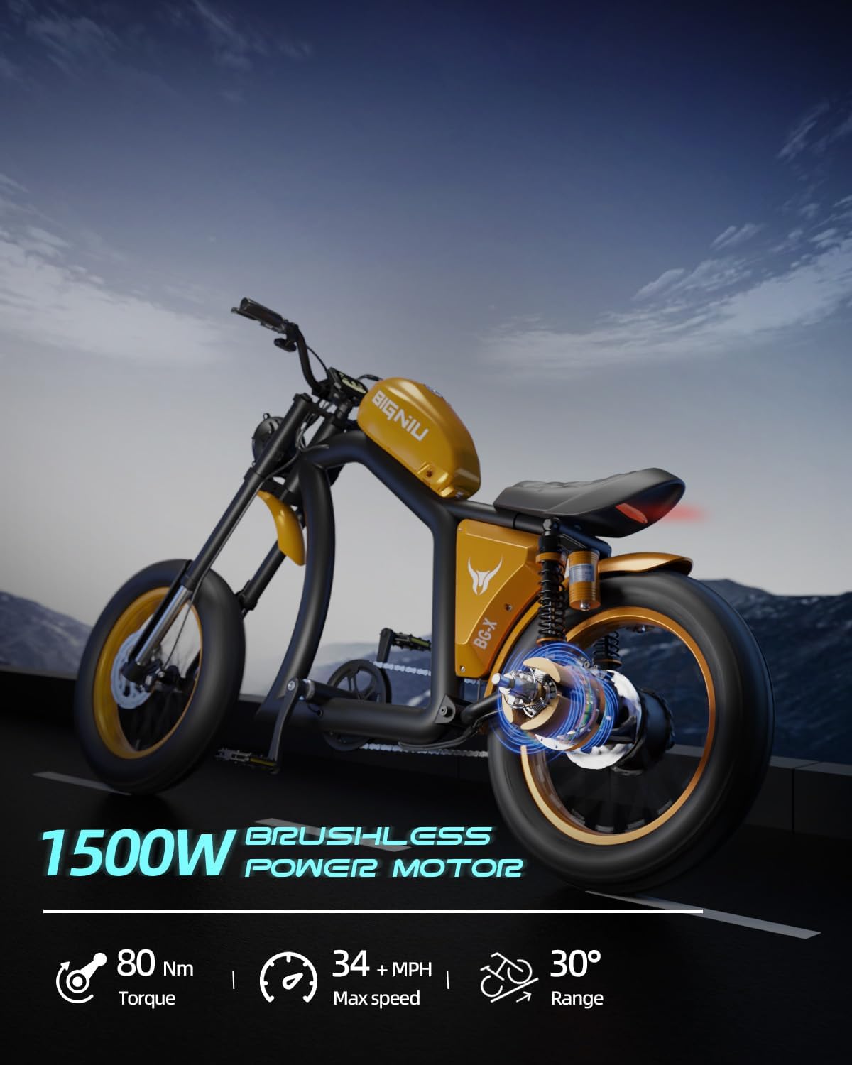 BIGNIU BG-X Electric Bike for Adults 1500W Brushless Motor with 48V/31.5Ah Battery, 34+ MPH Up to 40 Miles Range 20' *5' Fat TireFront/Rear Turn Signal, Dual Suspension
