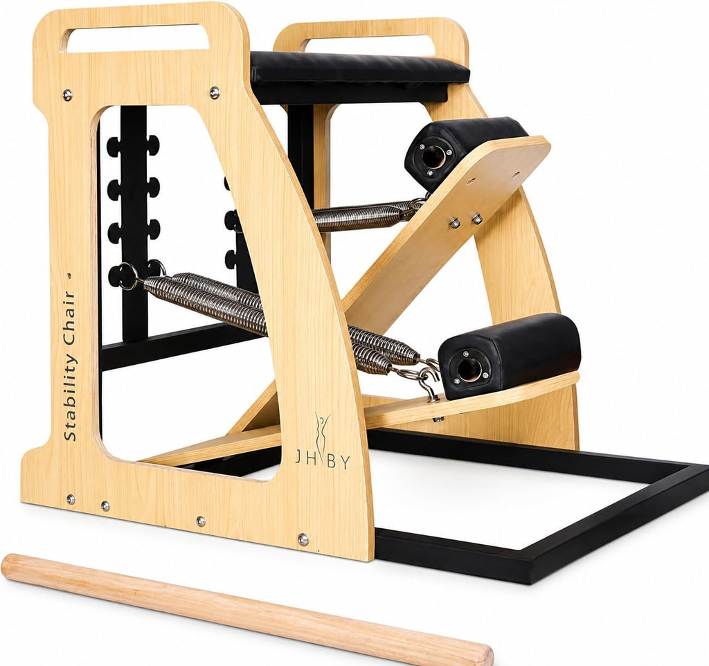 Pilates Chair, Pilates Chair for Home Workouts, Sturdy Metal Frame, Pilates Stability Chair, Yoga Fitness Trainer, Pilates Reformer Machine (Black)