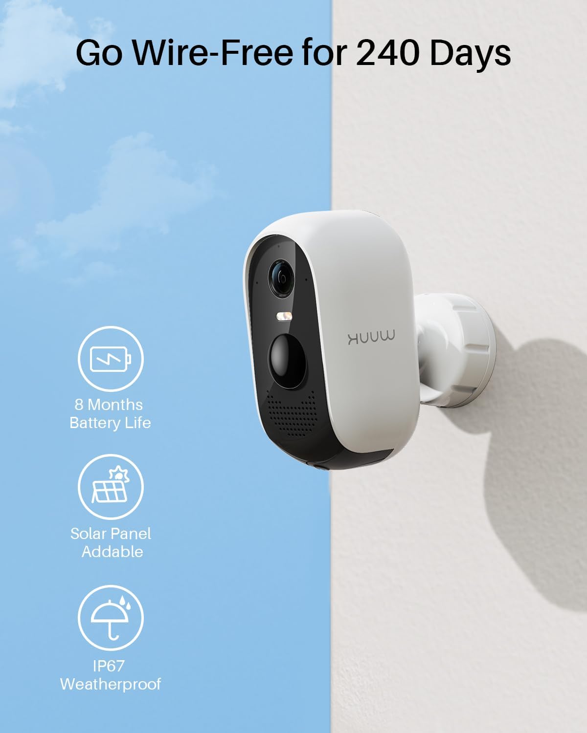 WUUK Security Cameras Wireless Outdoor, Indoor Home Surveillance System, 2K, No Monthly Fee, Motion Alert, Night Vision, 2.4/5 GHz WiFi, 32G Local Storage, Compatible with Alexa & Google, 2-Camera Kit