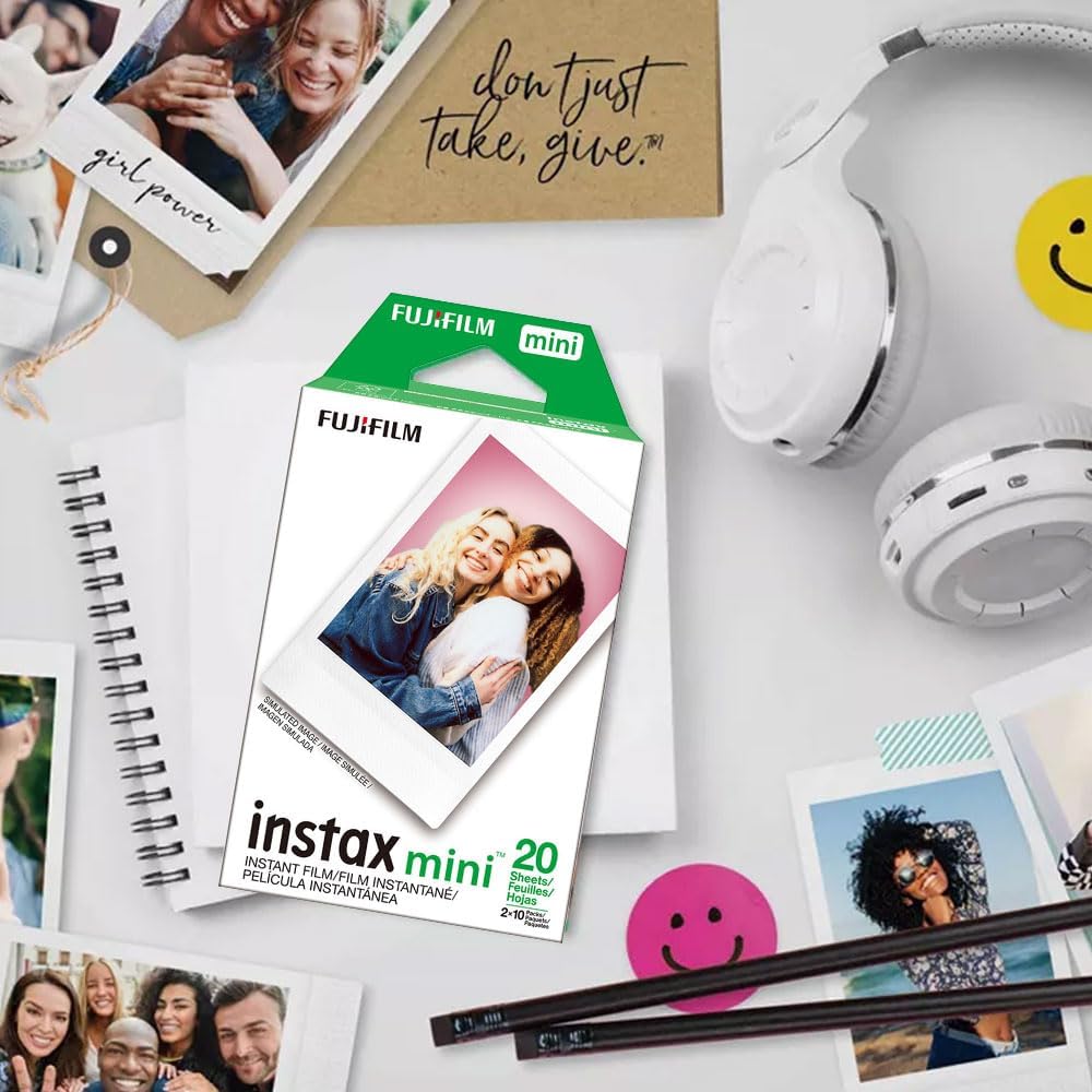 Fujifilm Instax Mini Instant Camera Film (80 Photo Exposure) Bundle with 6AVE Microfiber Cleaning Cloth