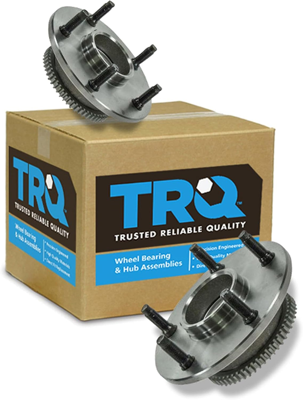 TRQ Front Left and Right Wheel Bearing and Hub Assembly Set 2 Piece Compatible with 2000-2001 Dodge Ram 1500 Rear Wheel Drive