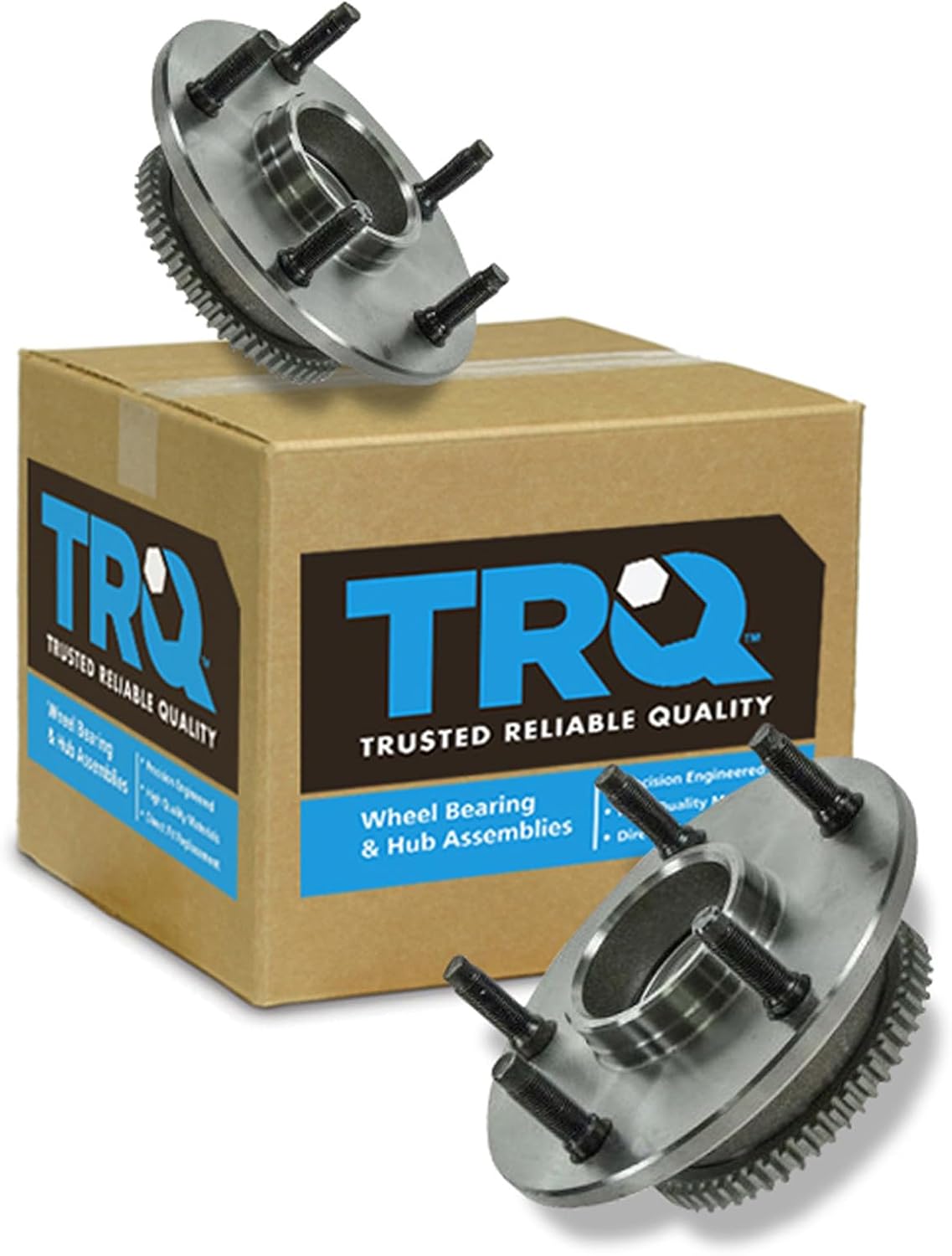 TRQ Front Left and Right Wheel Bearing and Hub Assembly Set 2 Piece Compatible with 2000-2001 Dodge Ram 1500 Rear Wheel Drive