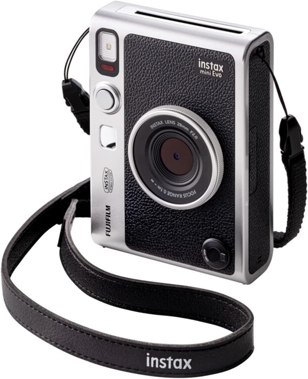 Fujifilm Instax Mini EVO Hybrid Black Instant Camera | Instax Mini Twin Pack Instant Film | 32GB microSD Card with Adapter | Black Camera Case