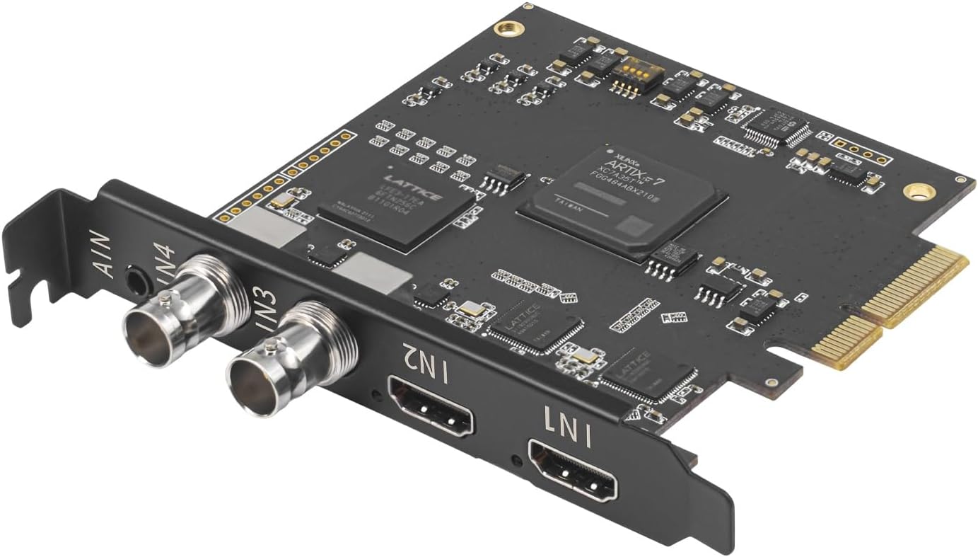 4 Channel 3G SDI HDMI Video Capture PCIeX4 Card 1080p - Work in 4 Channel Simultaneously, Support Linux/Win11, Quad HDMI SDI PCIe Video Capture Card