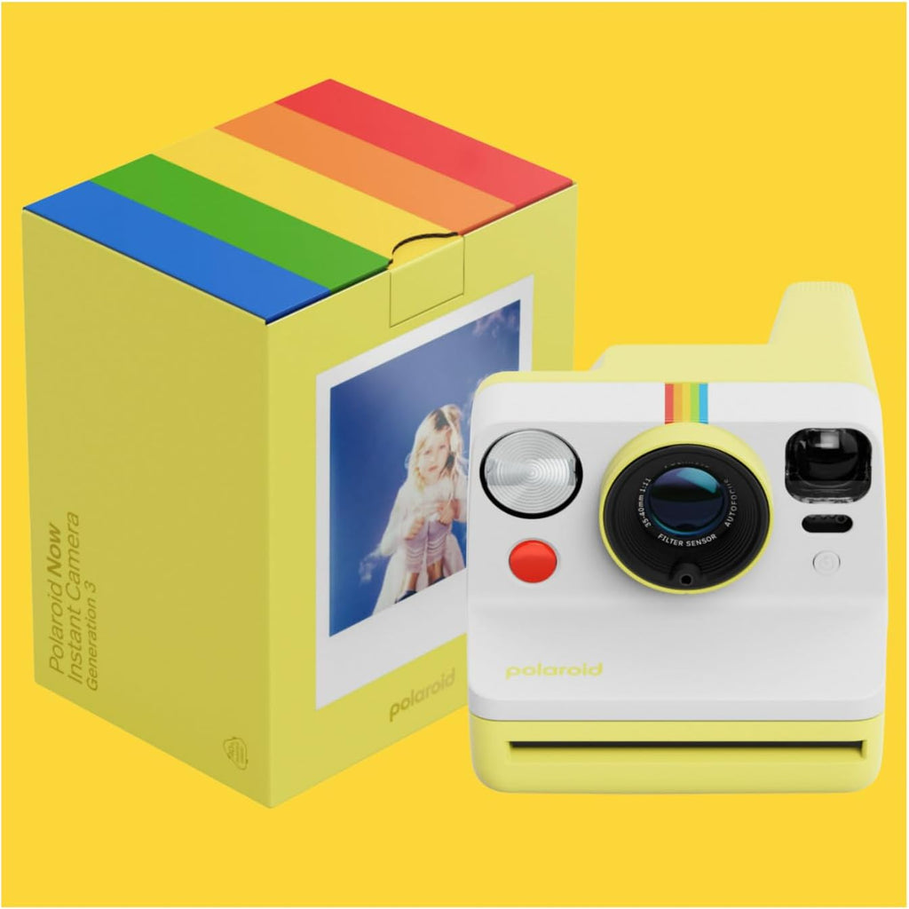 Polaroid Now Generation 3 Analog Instant Camera with Tripod Mount and Two-Lens Autofocus System (Yellow) Bundle with Color Film and Film Kit (3 Items)