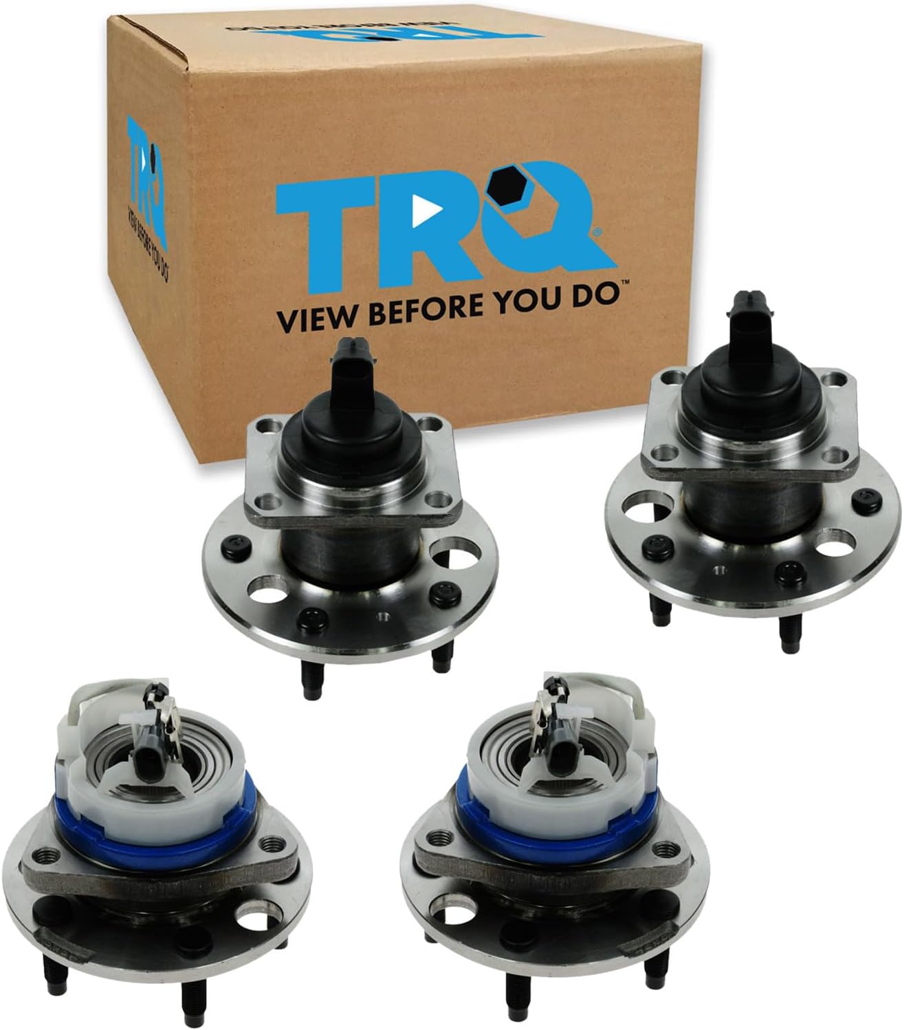 TRQ 2 Piece Front Rear Wheel Bearing & Hub Assembly Set Compatible with 2000-2005 Buick Lesabre 2006-2011 Lucerne 1997-2005 Park Avenue 1997-1999 Riviera Cadillac DeVille DTS 1998-2004 Seville 1997-2