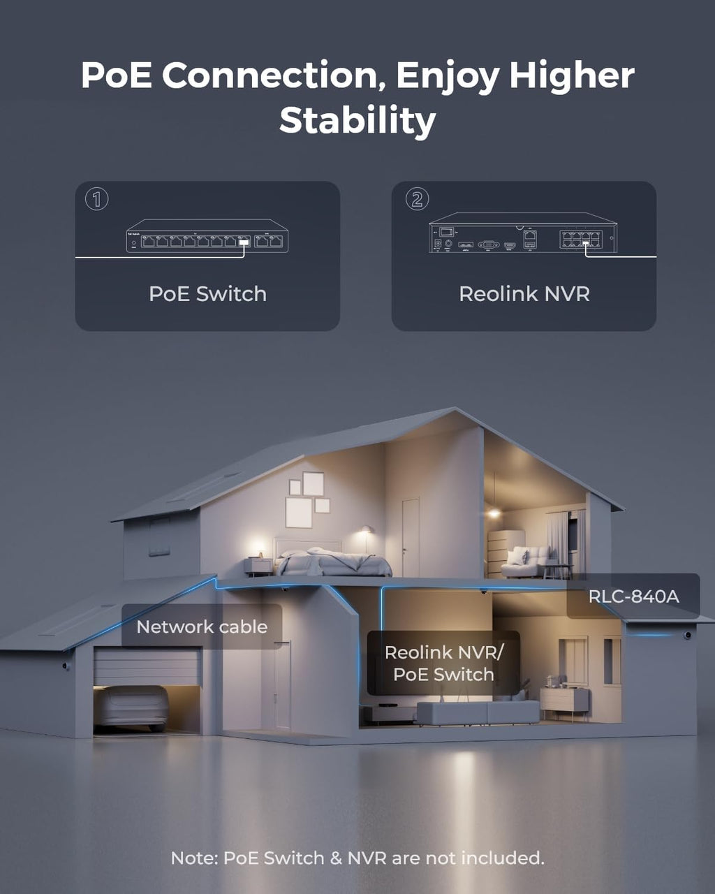 REOLINK 4K/8MP PoE IP Security Camera, Turret Surveillance, Color Night Vision with 3000K Spotlights, IK10 Vandal Proof, Human/Vehicle/Pet Detection, up to 512GB microSD Card, RLC-840A, No PT Support