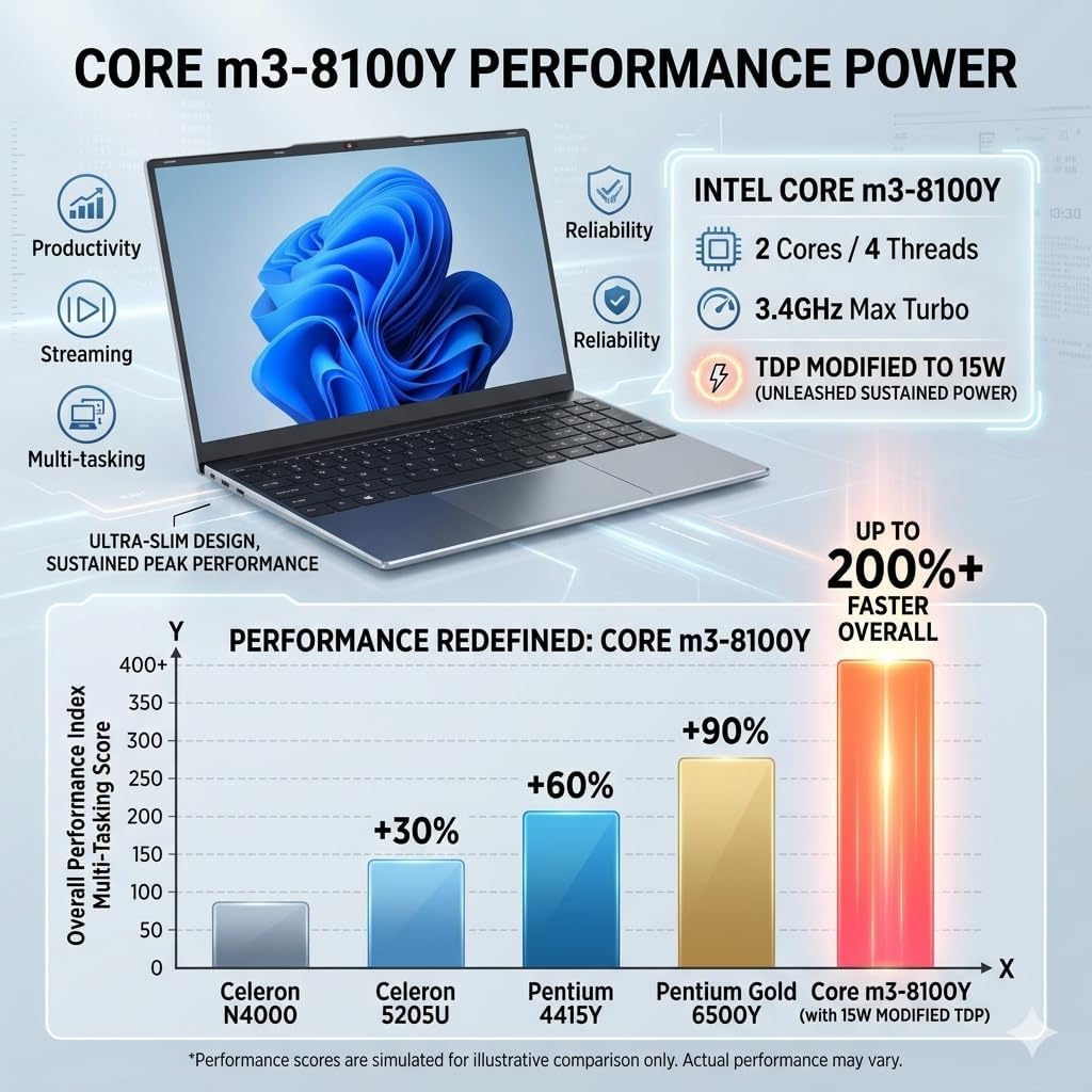 Laptop Computer 15.6 inch, Compatible with Windows 11, Core CPU(Beats Pentium, Celeron), Up to 3.4GHz, 4GB RAM, 128GB SSD, Up to 2TB, 15.6' FHD IPS 1920x1080, for Students, Business