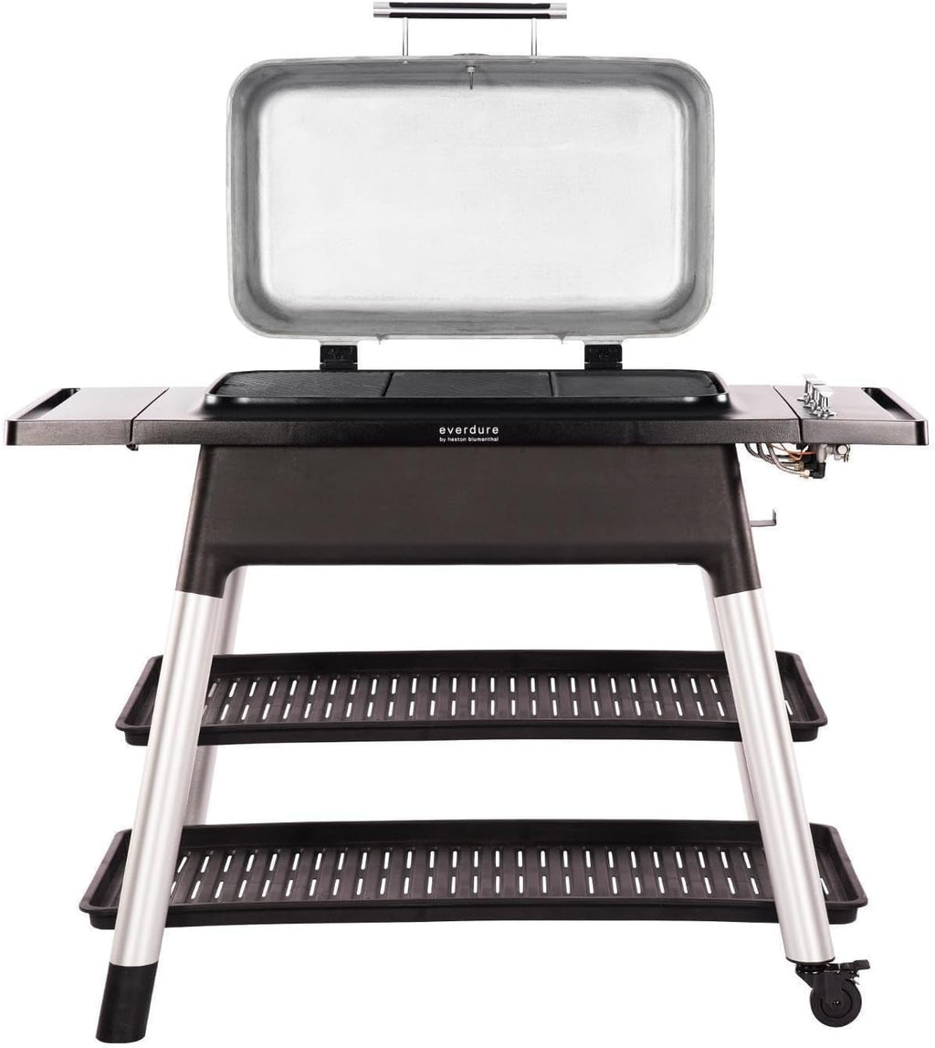 Everdure Furnace 3-Burner Gas Grill, Liquid Propane Portable BBQ Grill with Die-Cast Aluminum Body and Fast-Ignition Technology, 466 Square Inches of Grilling Surface, Adjustable Height, Matte Black
