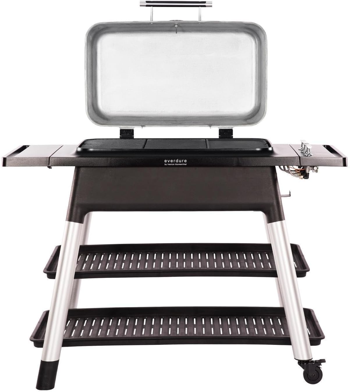Everdure Furnace 3-Burner Gas Grill, Liquid Propane Portable BBQ Grill with Die-Cast Aluminum Body and Fast-Ignition Technology, 466 Square Inches of Grilling Surface, Adjustable Height, Matte Black