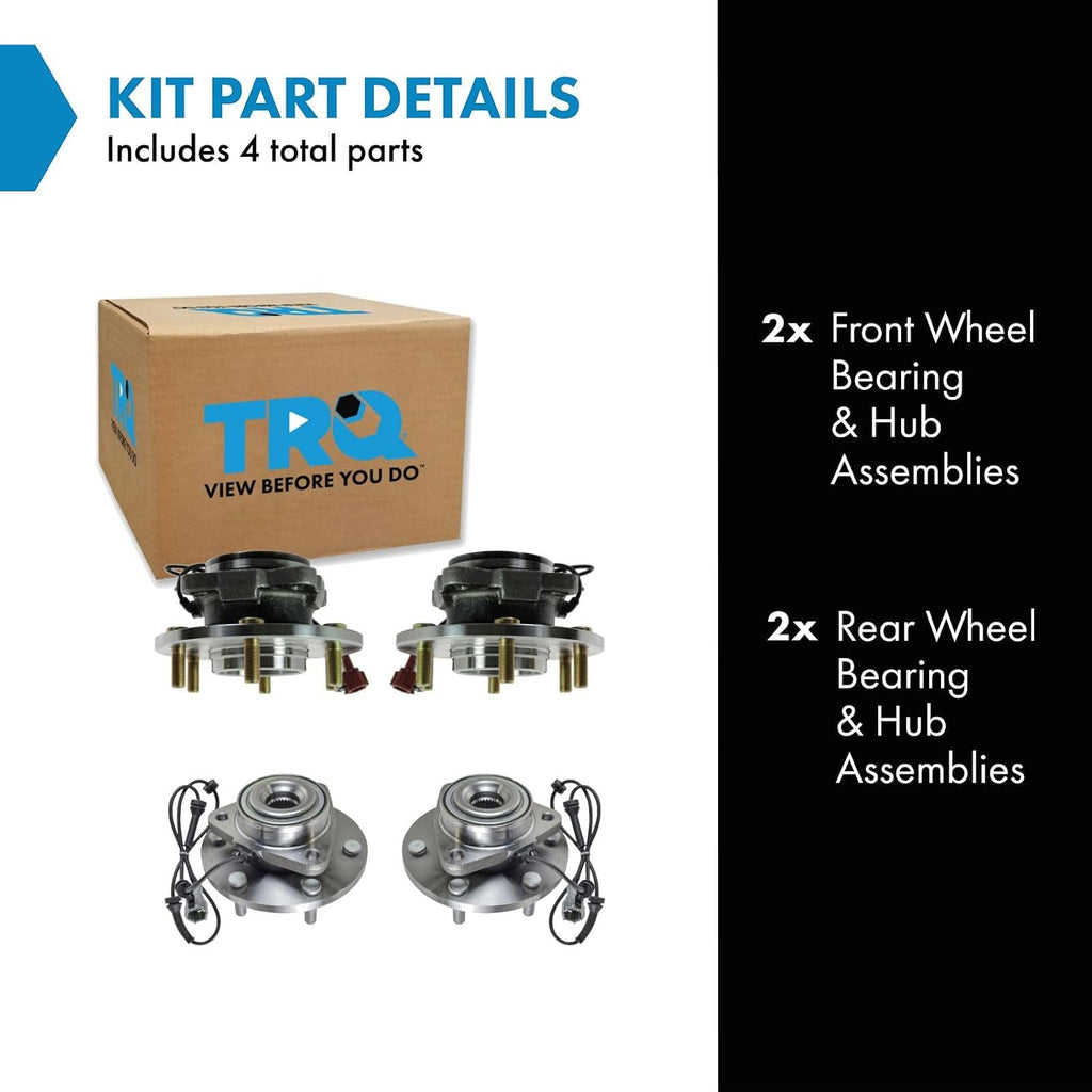 TRQ 2 Piece Front Rear Wheel Bearing & Hub Assembly Set Compatible with 2004-2007 Infiniti QX56 2005-2007 Nissan Armada 2004 Pathfinder Pathfinder Armada