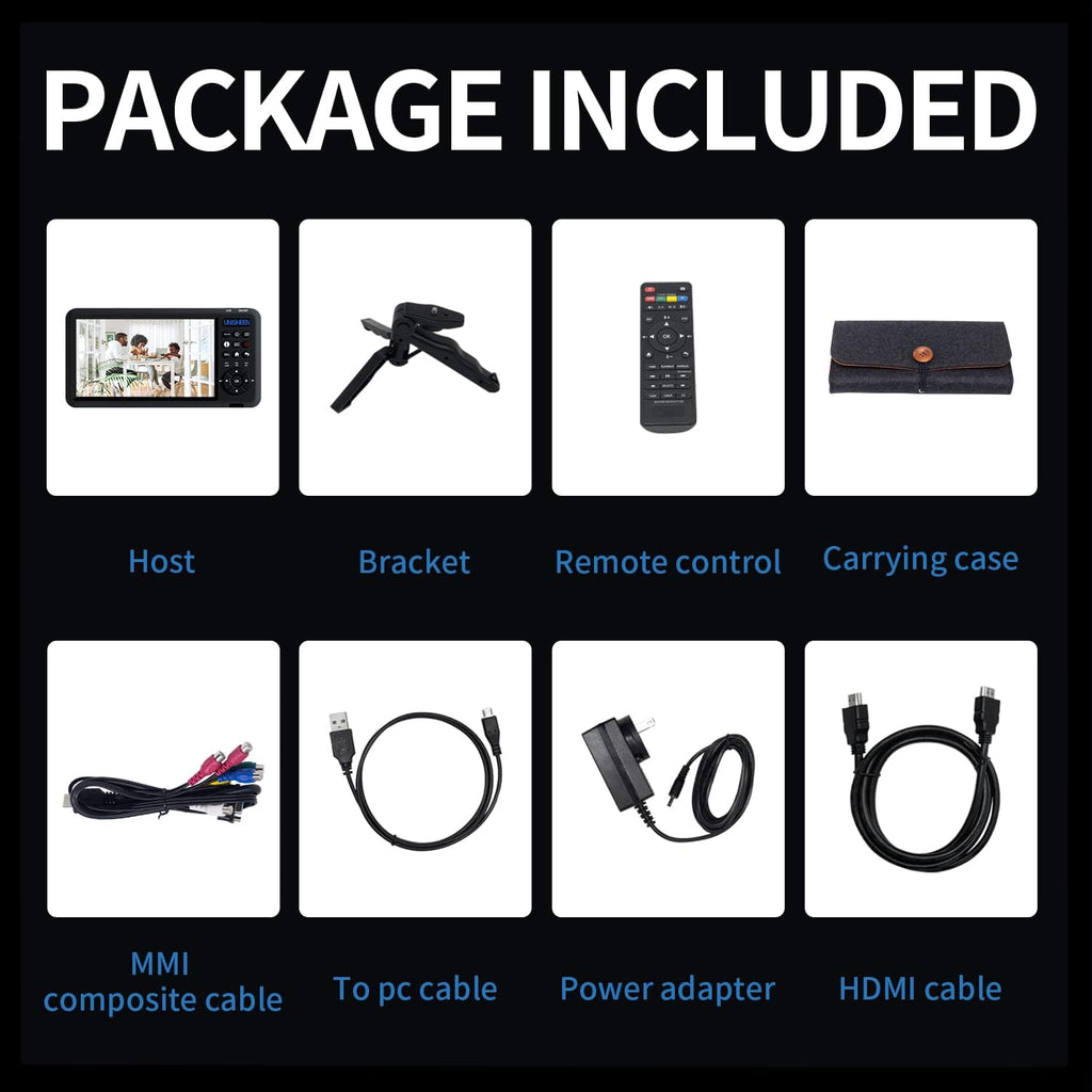 Video Recorder 1080P 60FPS USB2.0 with 7' Screen, DVI/HDMI/CVBS/VGA/YPBPR Capture from VCR, DVD, VHS Tapes, Camcorders, Hi8 - No Computer Required