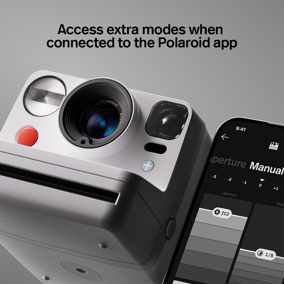 Polaroid Now+ 3rd Generation I-Type Instant Camera + Film Bundle - Now+ Bluetooth App Controlled White Camera + 16 Color Photos (6563)
