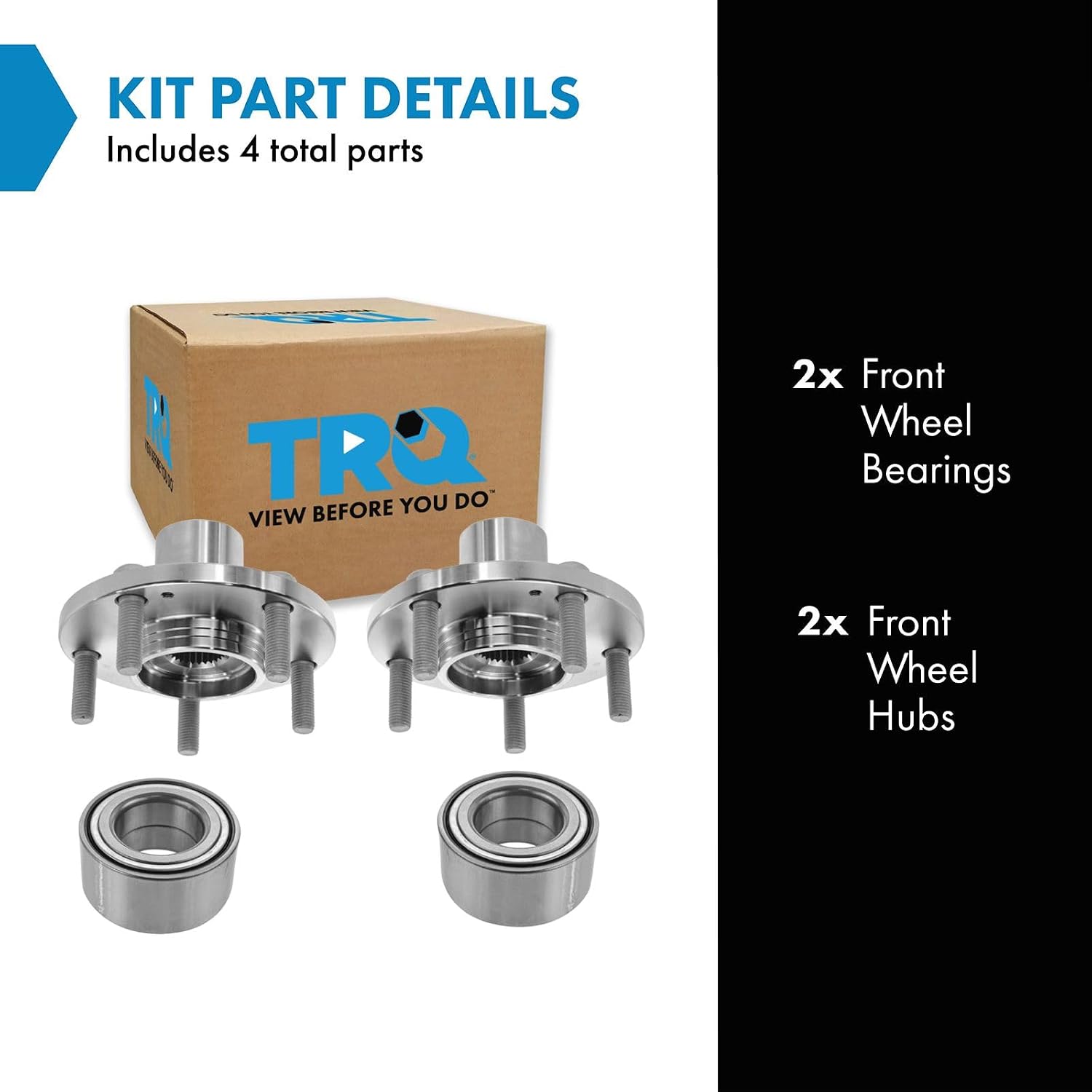 TRQ 2 Piece Front Wheel Bearing & Hub Assembly Set Compatible with 2001-2006 Hyundai Santa Fe 2005-2009 Tucson 2005-2010 Kia Sportage